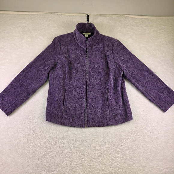 dressbarn Jackets & Blazers - Dressbarn Purple Floral Scroll Tapestry Zip Up Mock Neck Jacket Large